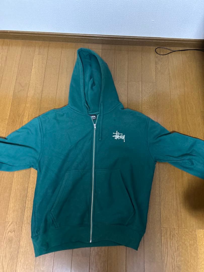 Stussy グリーン フルジップパーカー