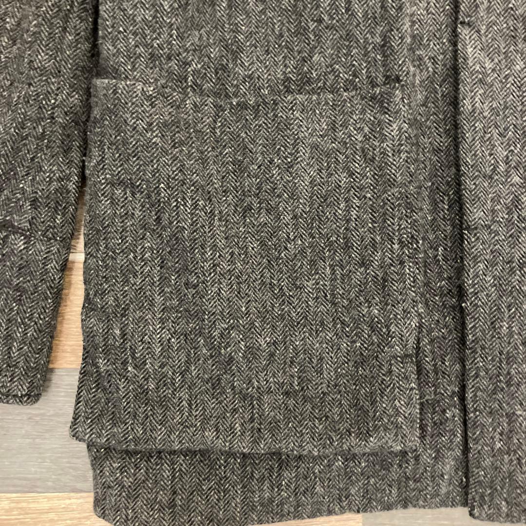 【nisica】ニシカ　日本製　ノーカラー ウール　リネン　ヘリンボーン