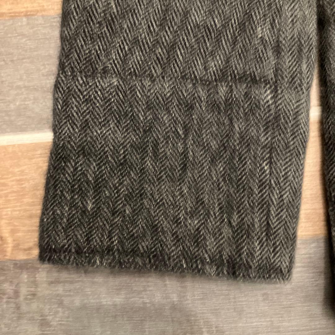 【nisica】ニシカ　日本製　ノーカラー ウール　リネン　ヘリンボーン