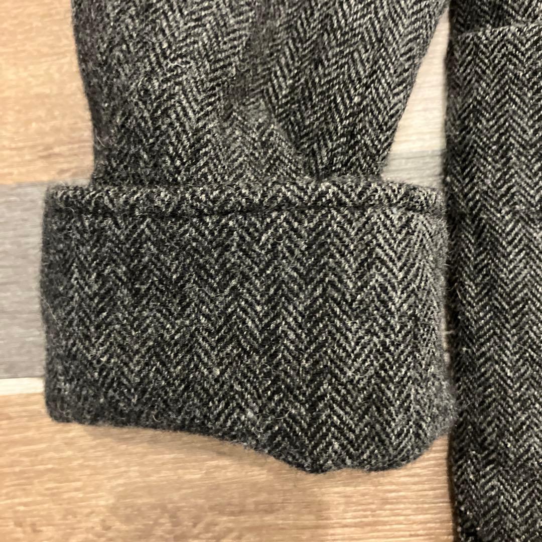 【nisica】ニシカ　日本製　ノーカラー ウール　リネン　ヘリンボーン