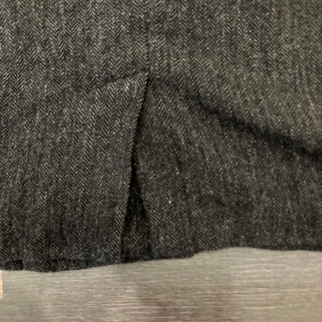 【nisica】ニシカ　日本製　ノーカラー ウール　リネン　ヘリンボーン