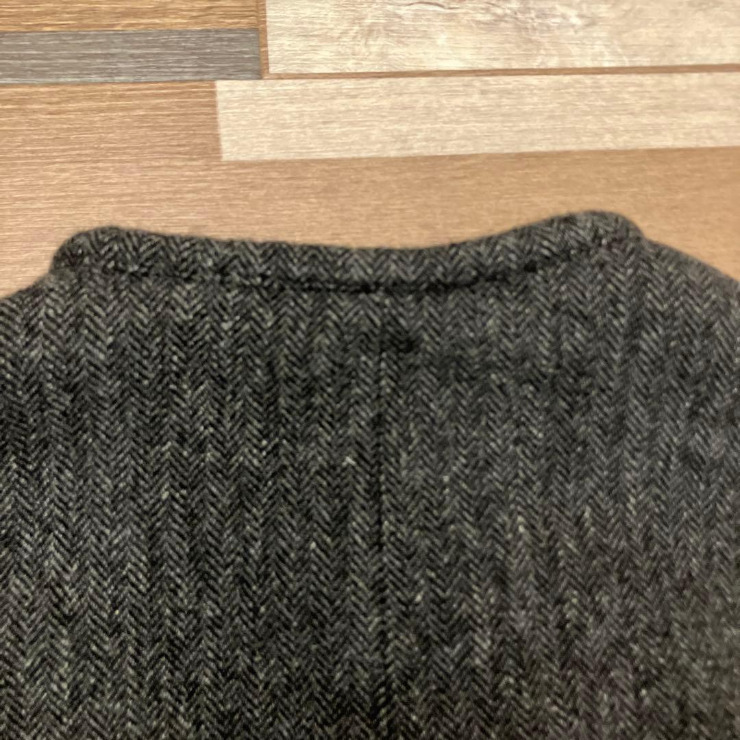 【nisica】ニシカ　日本製　ノーカラー ウール　リネン　ヘリンボーン