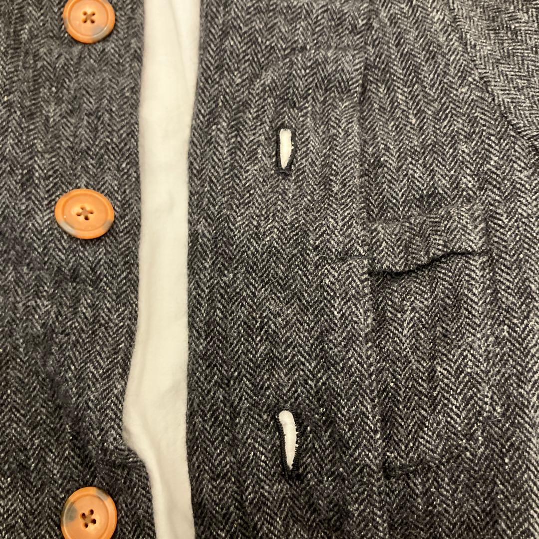 【nisica】ニシカ　日本製　ノーカラー ウール　リネン　ヘリンボーン