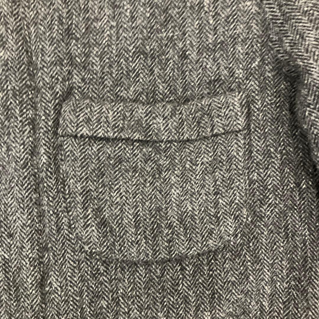 【nisica】ニシカ　日本製　ノーカラー ウール　リネン　ヘリンボーン