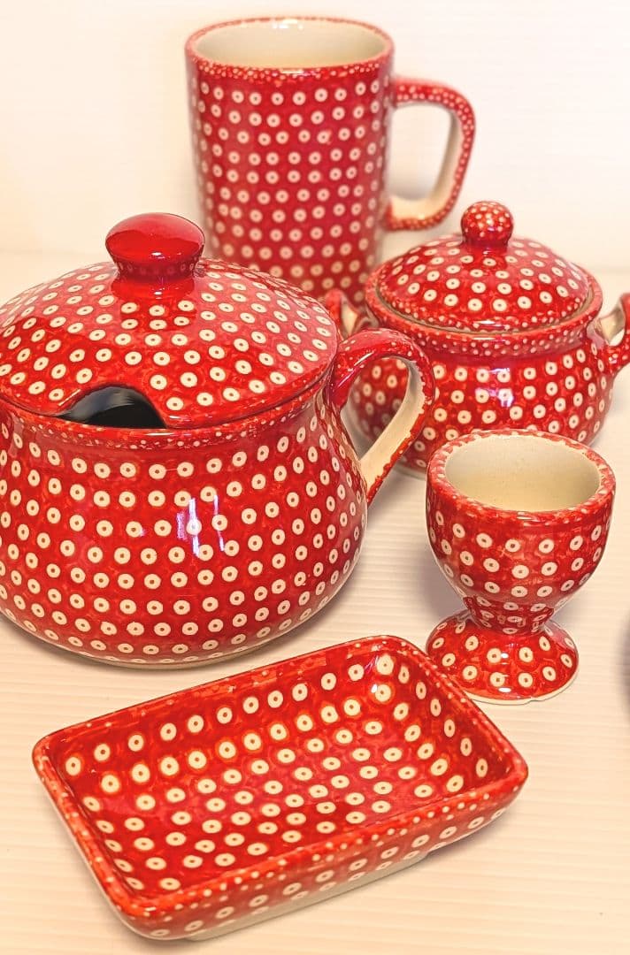 ポーリッシュポタリー 赤 セット