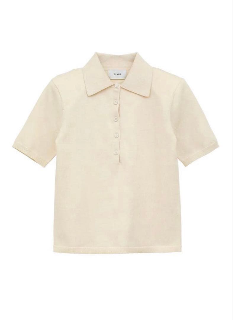 moca　SHOULDER PADS POLO KNIT TOPS