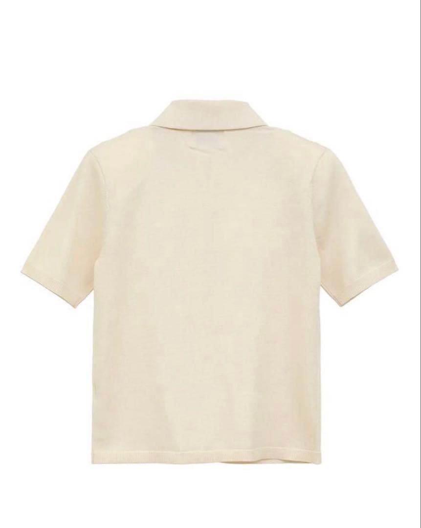 moca　SHOULDER PADS POLO KNIT TOPS