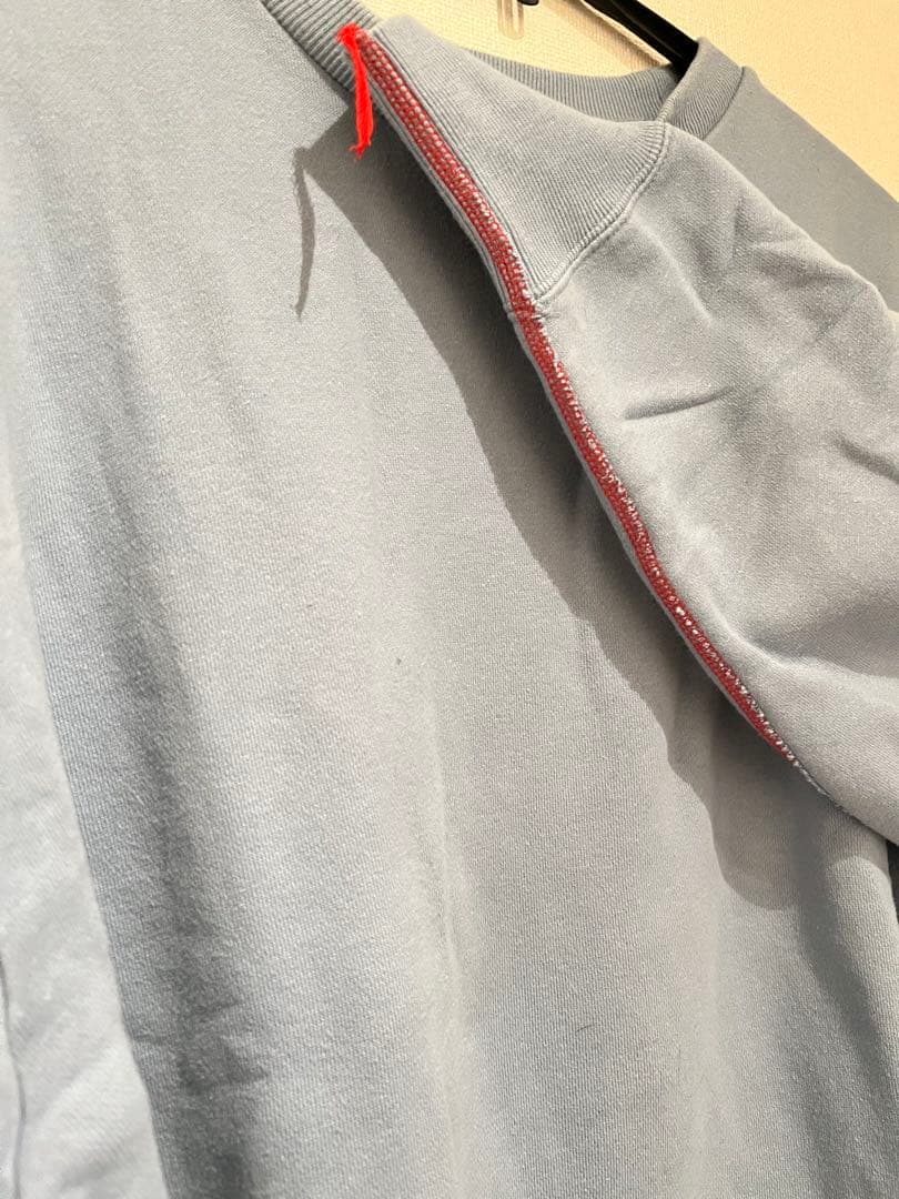 美品6(ROKU)コットンウラケ カラーステッチ クルーネック プルオーバー