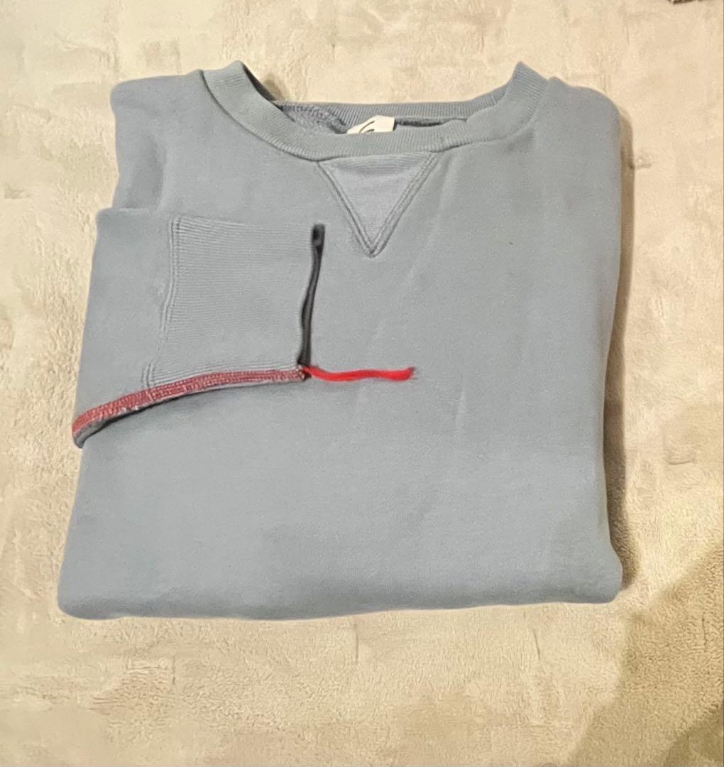 美品6(ROKU)コットンウラケ カラーステッチ クルーネック プルオーバー