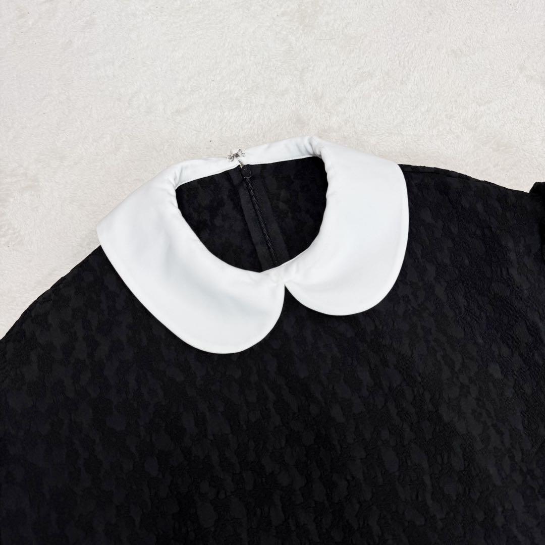 極美品 アンミヌ ミニラウンド ジャガード ドレス ティアード ワンピース F