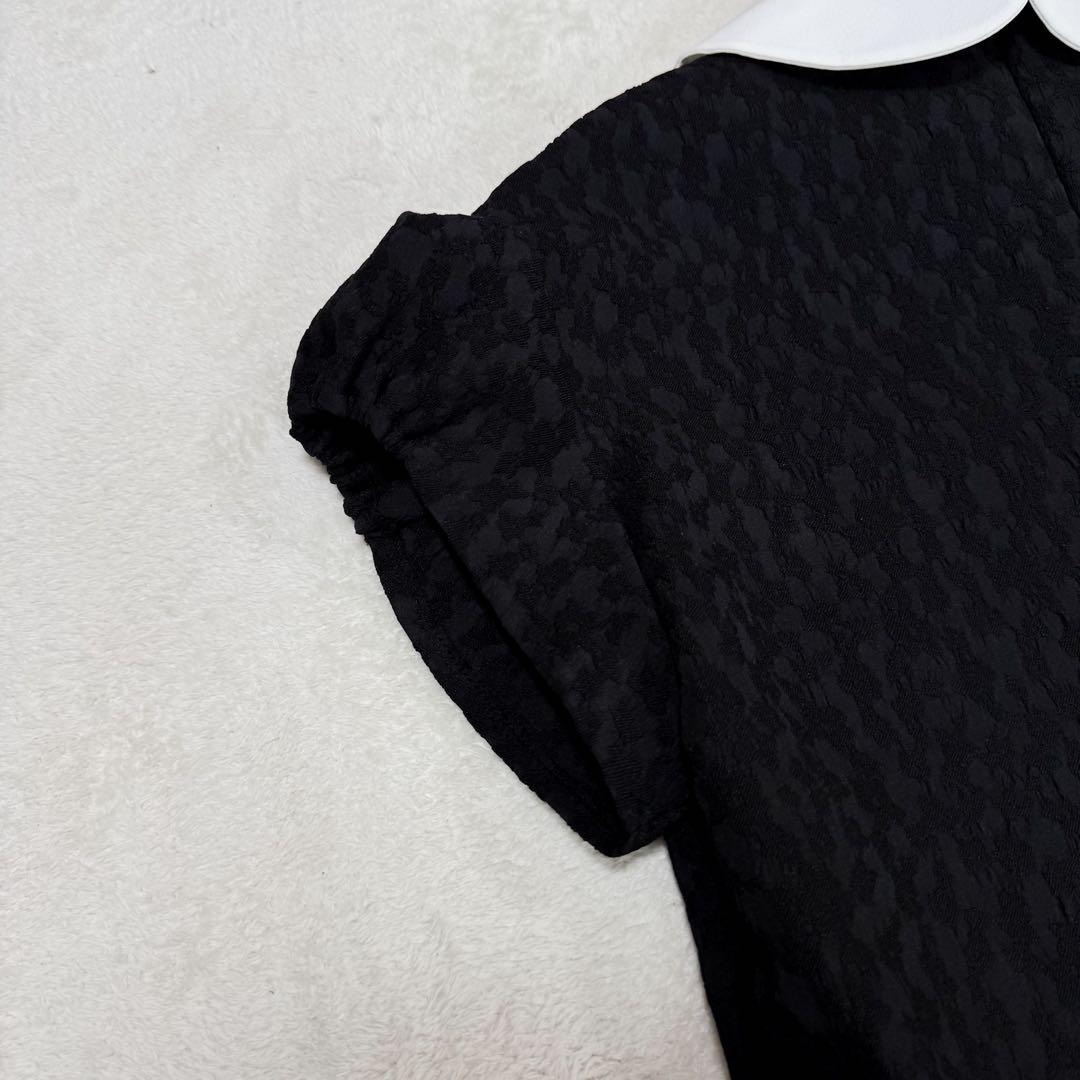 極美品 アンミヌ ミニラウンド ジャガード ドレス ティアード ワンピース F