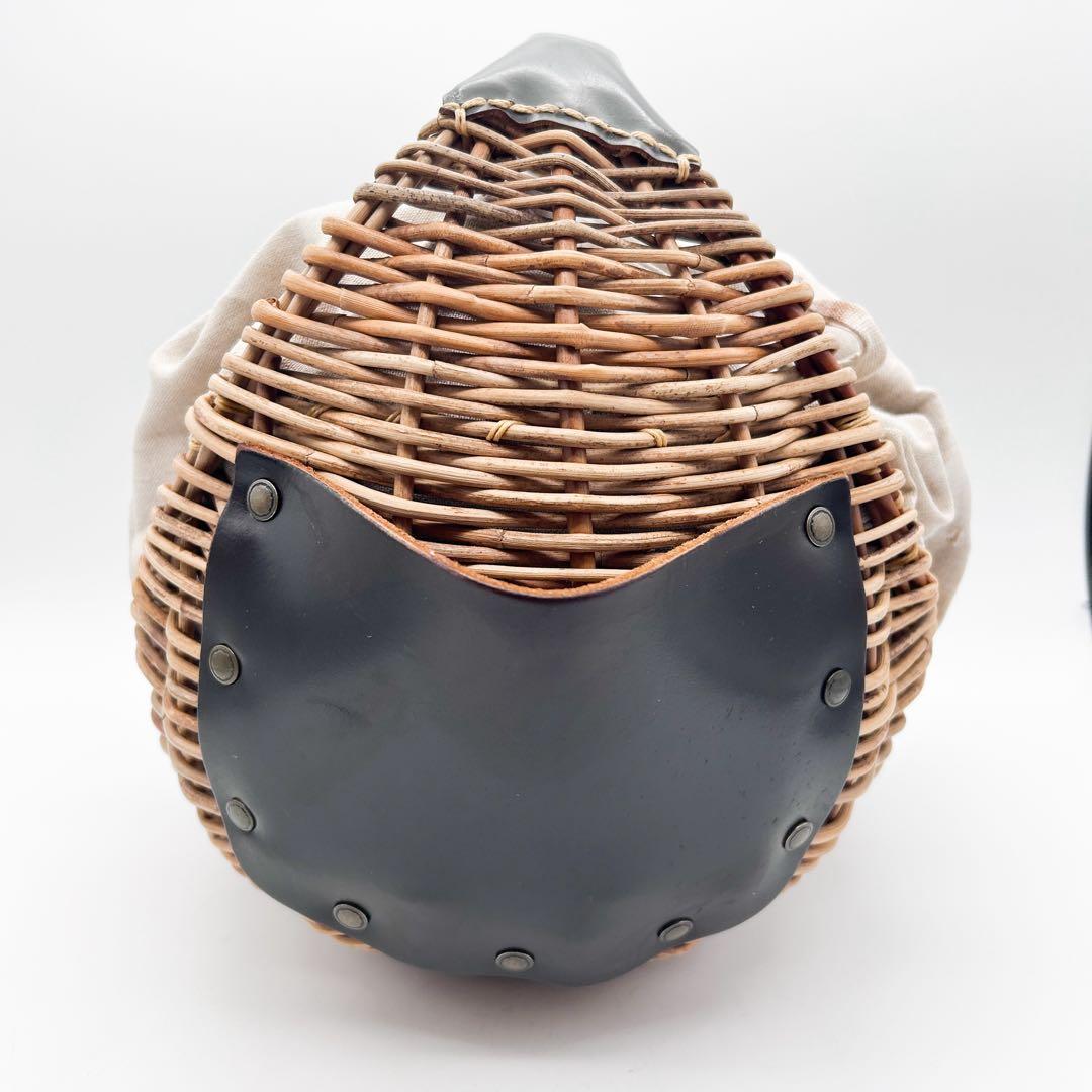 ebagos レザーパッチ ラウンドカゴバッグ ベージュ