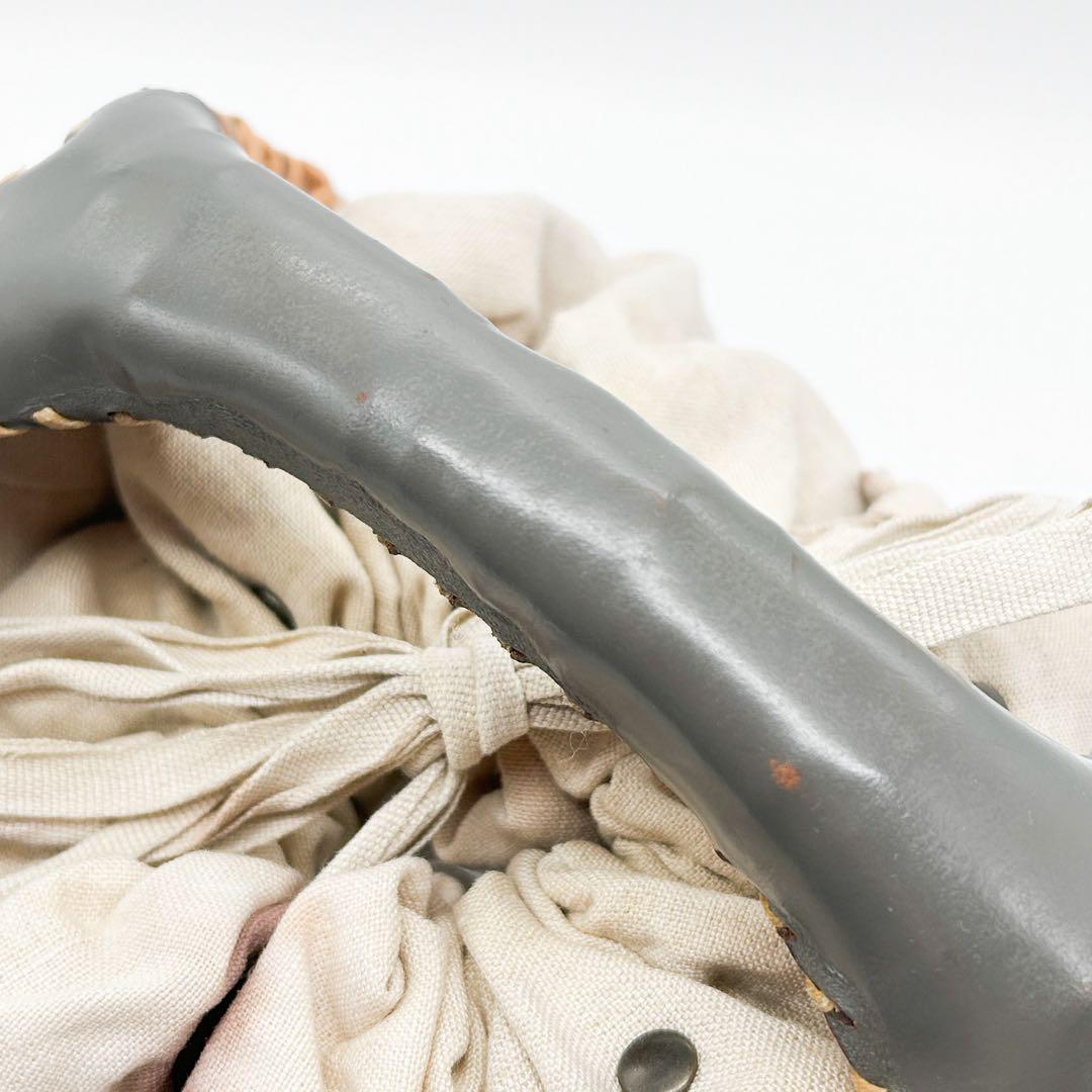 ebagos レザーパッチ ラウンドカゴバッグ ベージュ