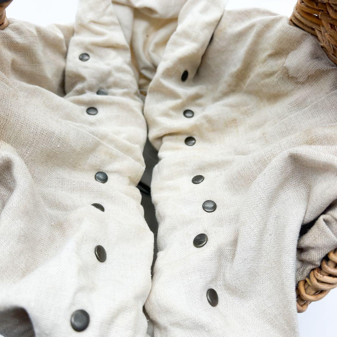 ebagos レザーパッチ ラウンドカゴバッグ ベージュ