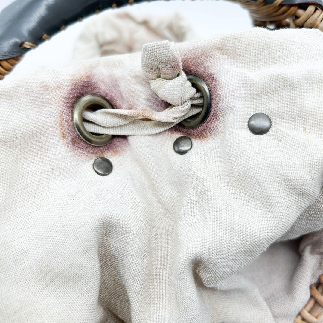 ebagos レザーパッチ ラウンドカゴバッグ ベージュ