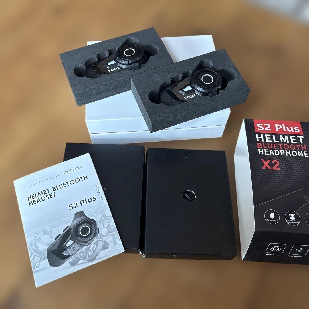 新YOME S2 Plus ヘルメットBluetoothヘッドセット 2セット
