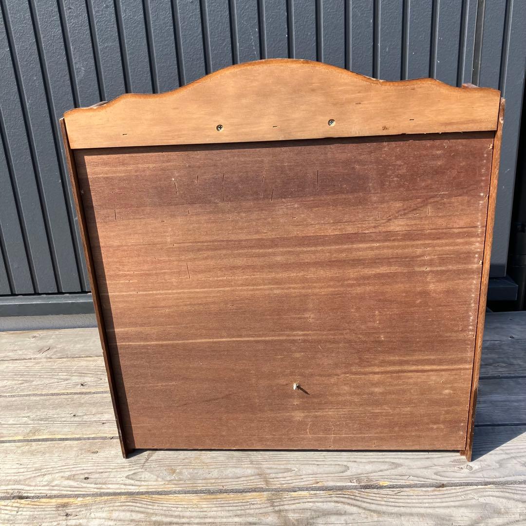 アンティーク 木製ガラス観音開き扉キャビネット 壁掛けラック コレクションケース