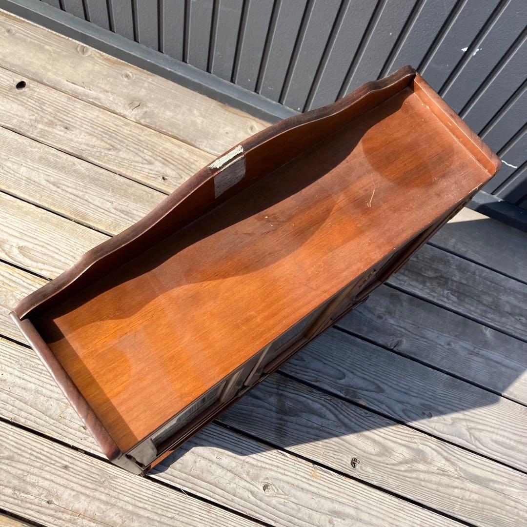 アンティーク 木製ガラス観音開き扉キャビネット 壁掛けラック コレクションケース