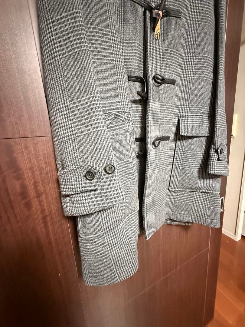 ダンヒル　グレー系チェック柄 ダッフルコート