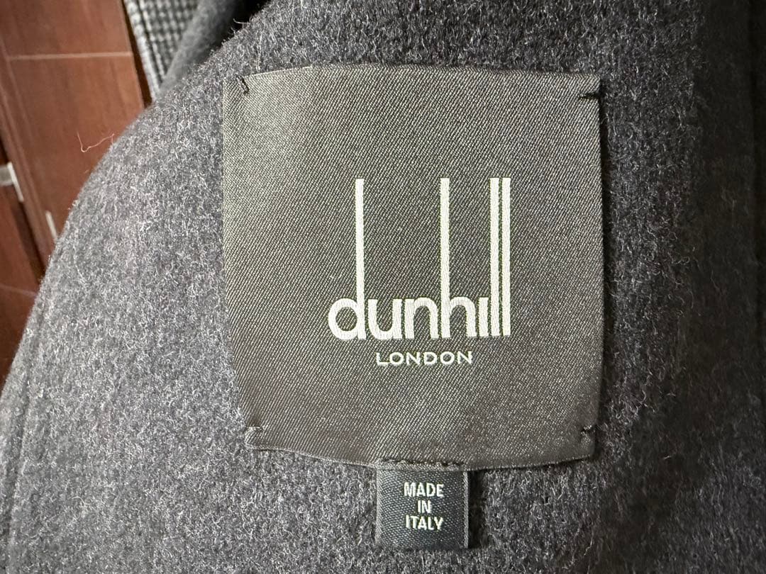 ダンヒル　グレー系チェック柄 ダッフルコート