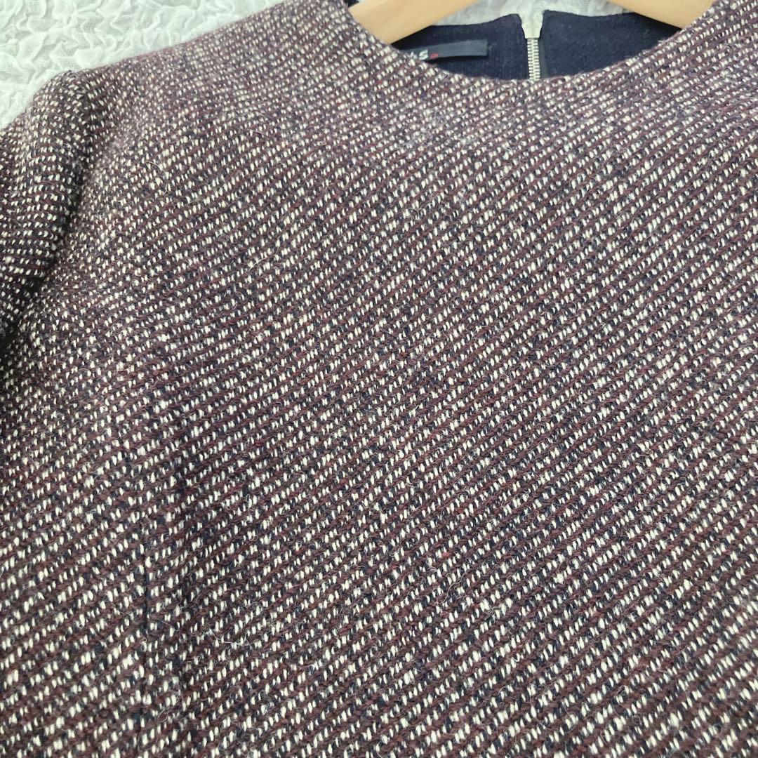 美品45R ウールツイードワンピース　ブラウン　size3フォーマル