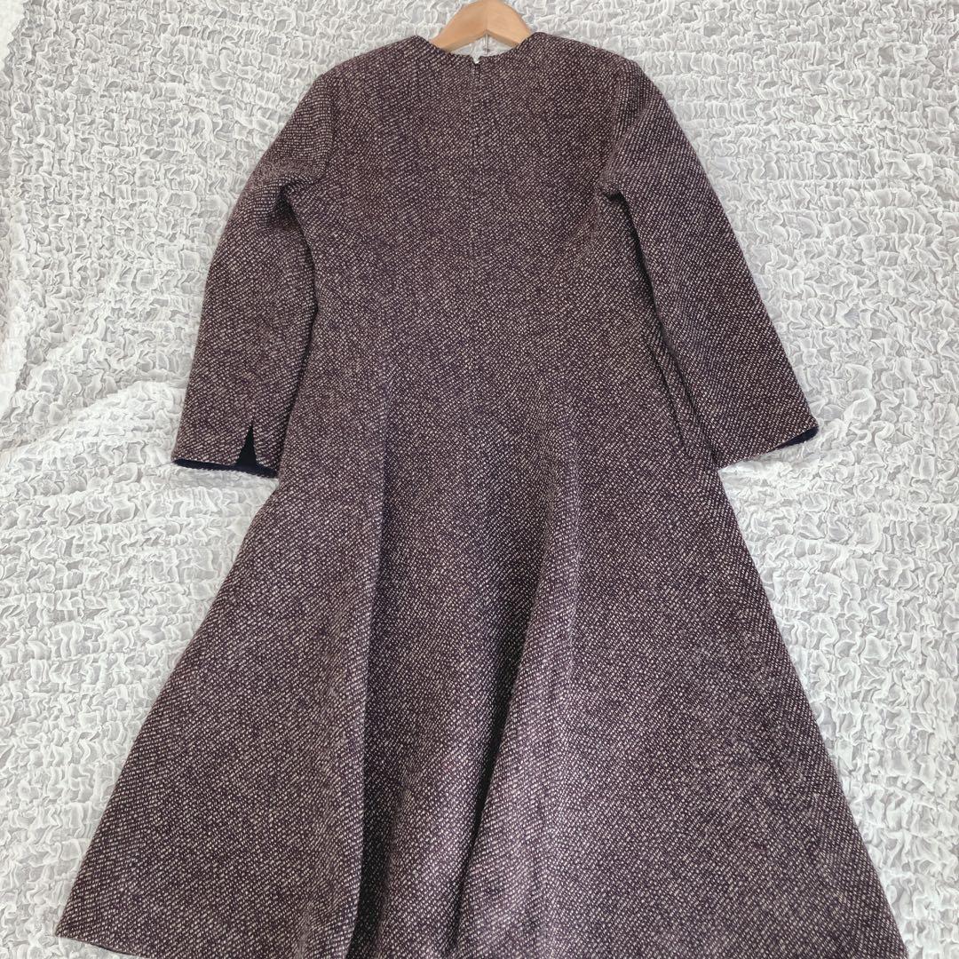 美品45R ウールツイードワンピース　ブラウン　size3フォーマル