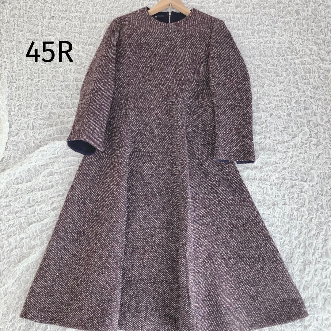 美品45R ウールツイードワンピース　ブラウン　size3フォーマル