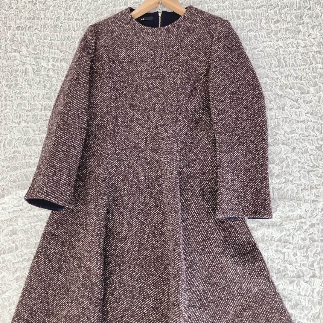 美品45R ウールツイードワンピース　ブラウン　size3フォーマル