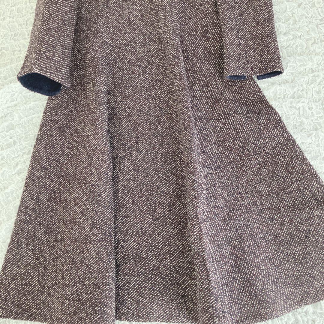 美品45R ウールツイードワンピース　ブラウン　size3フォーマル