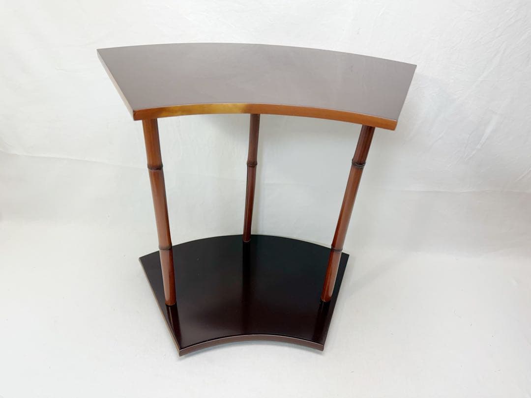 ほぼ未使用 茶道具 靖斎作 而妙斎好写 煤竹柱 扇面棚 元箱