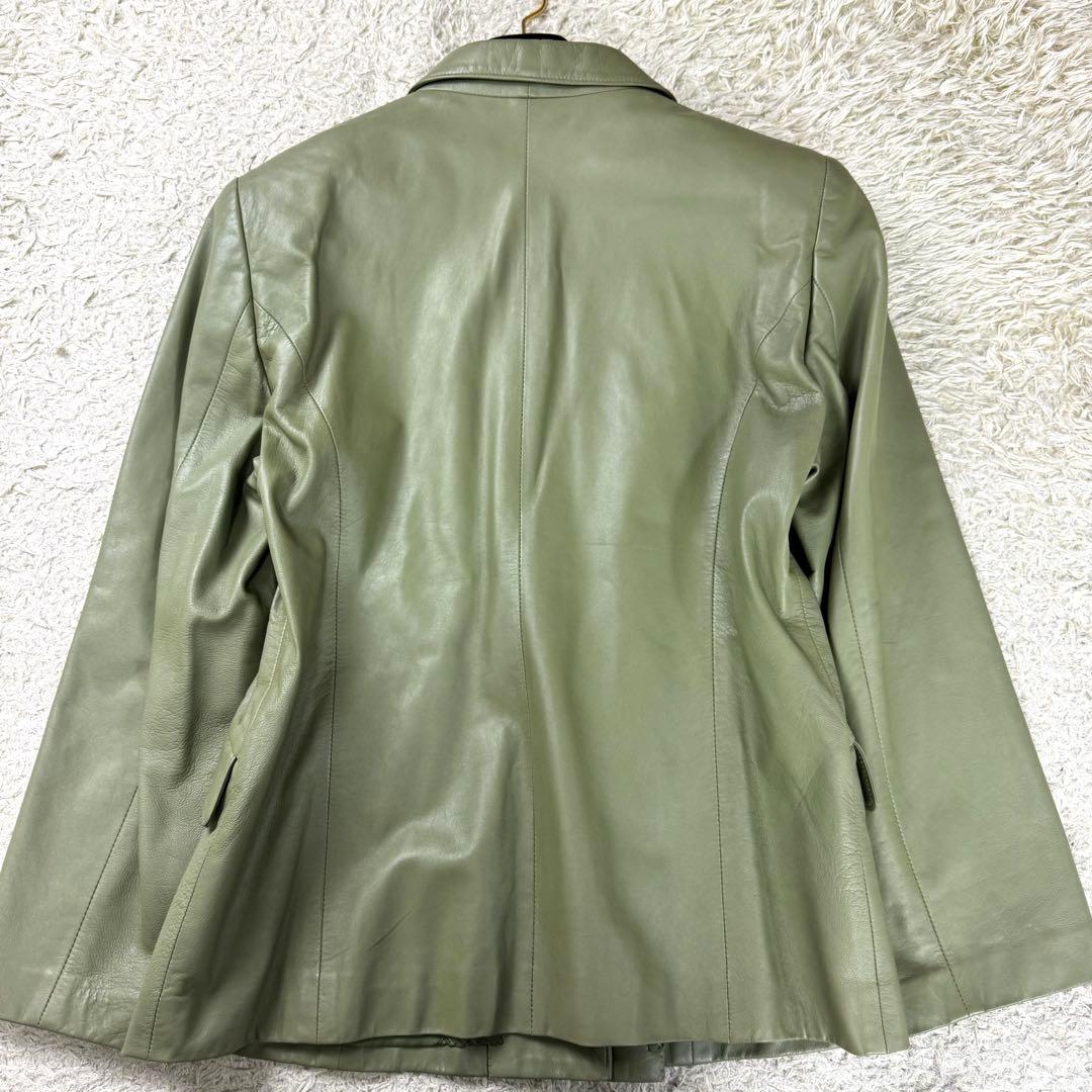 希少カラー★バルマン ラムレザー ジャケット グリーン ロゴボタン XL