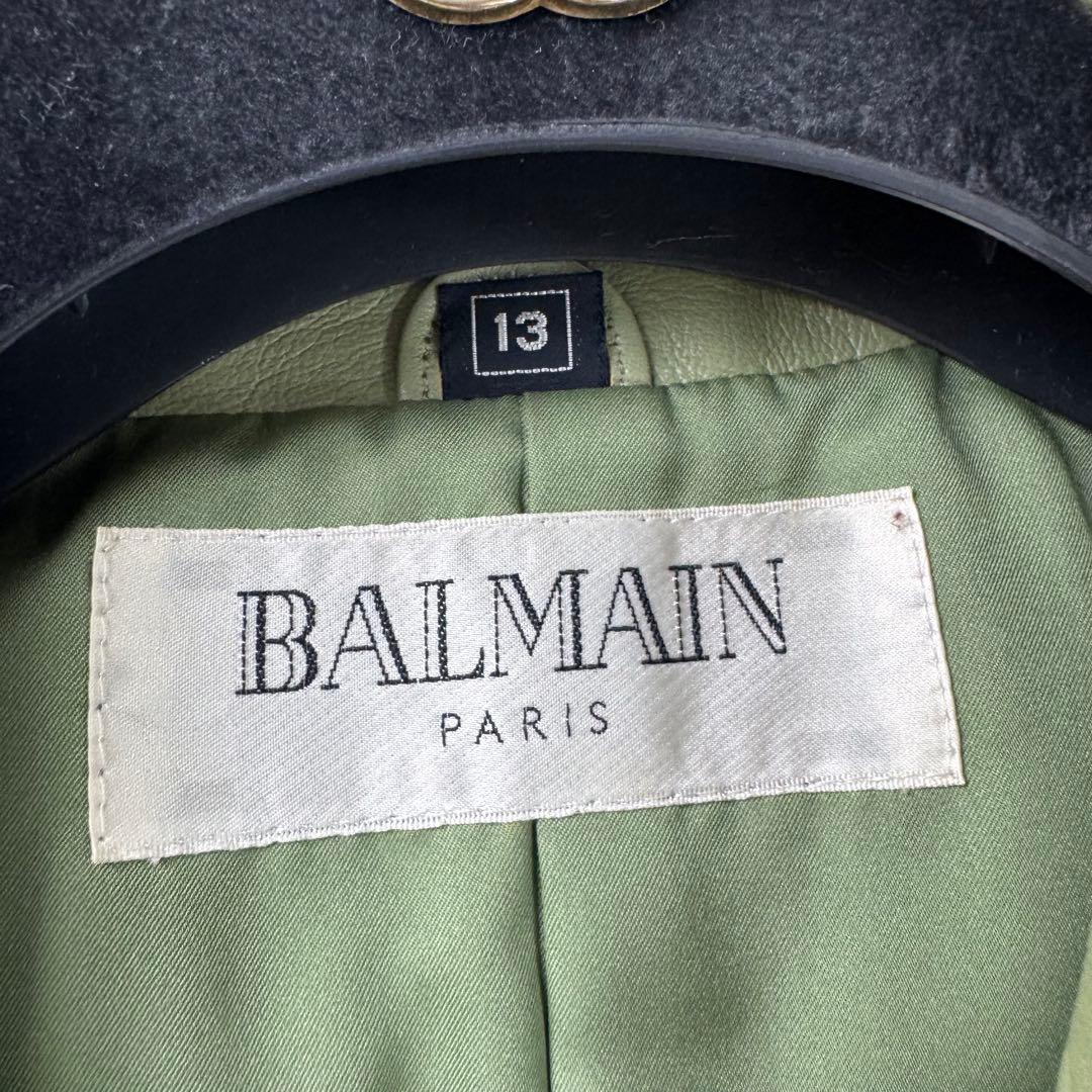 希少カラー★バルマン ラムレザー ジャケット グリーン ロゴボタン XL