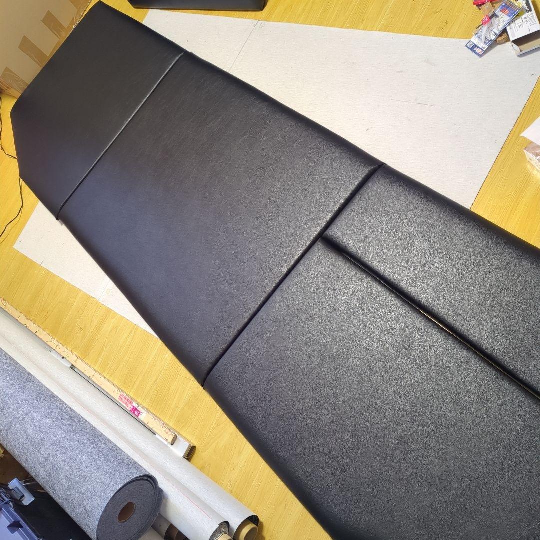 【にゃーさん】フラット4点セット&ベット4分割【ブラックレザー】