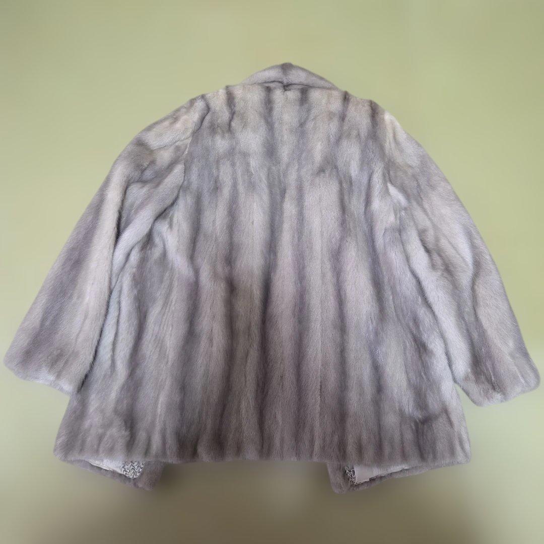 グレージュ ミンクコート 着丈77 本毛皮 高級 リアルファー 11号