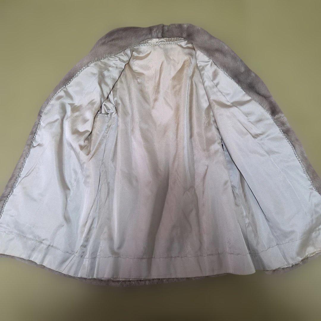 グレージュ ミンクコート 着丈77 本毛皮 高級 リアルファー 11号