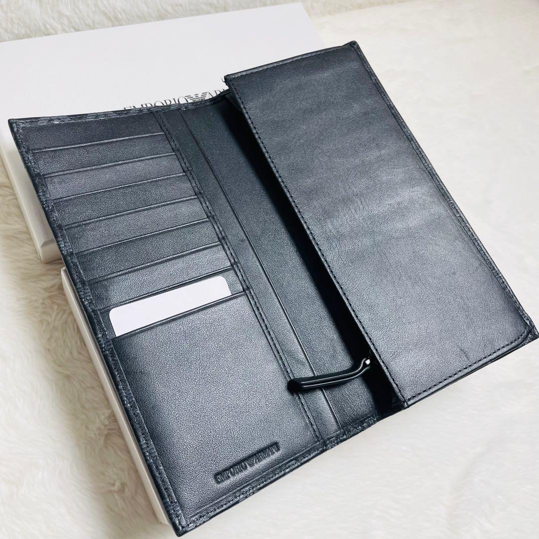 新品未使用 希少エンポリオアルマーニ　正規品　ロングウォレットエンボスロゴ 本革