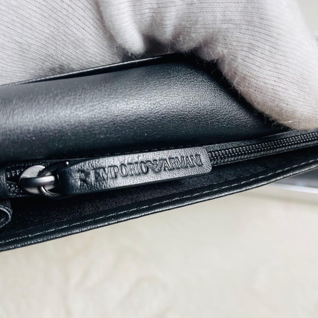 新品未使用 希少エンポリオアルマーニ　正規品　ロングウォレットエンボスロゴ 本革