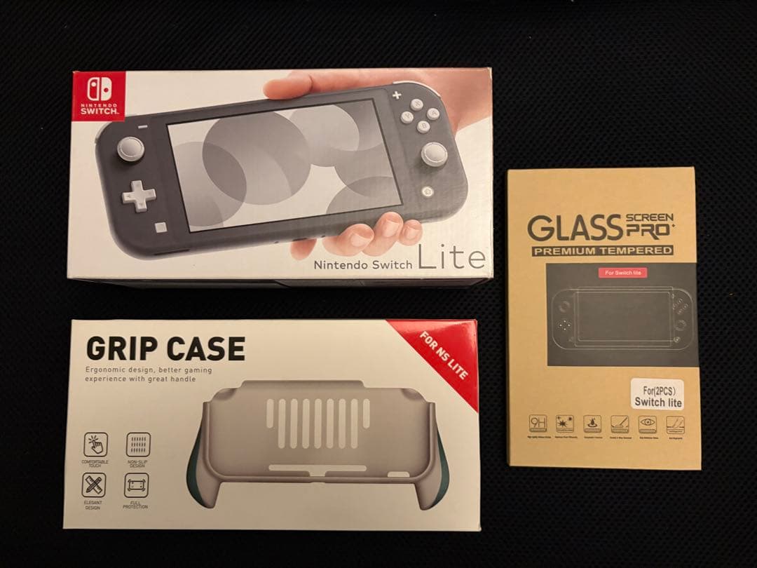 Nintendo Switch Lite グレー グリップケース、ガラスカバー