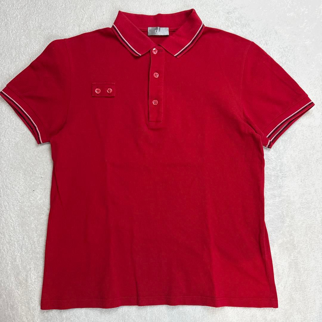 ディオールオム　ポロシャツ　レッド　XSサイズ