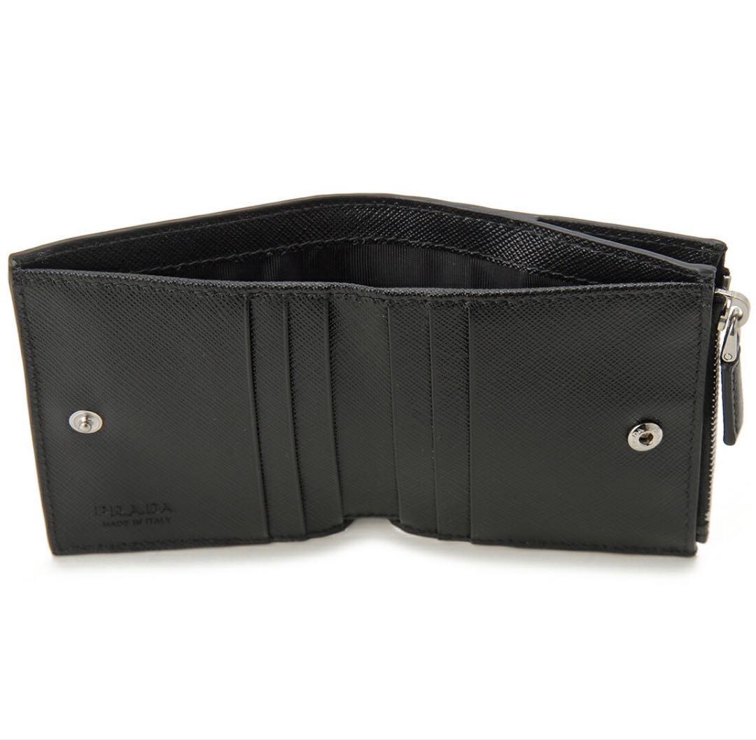 PRADA プラダ 二つ折り財布 メンズ ブラック バイフォールドウォレット