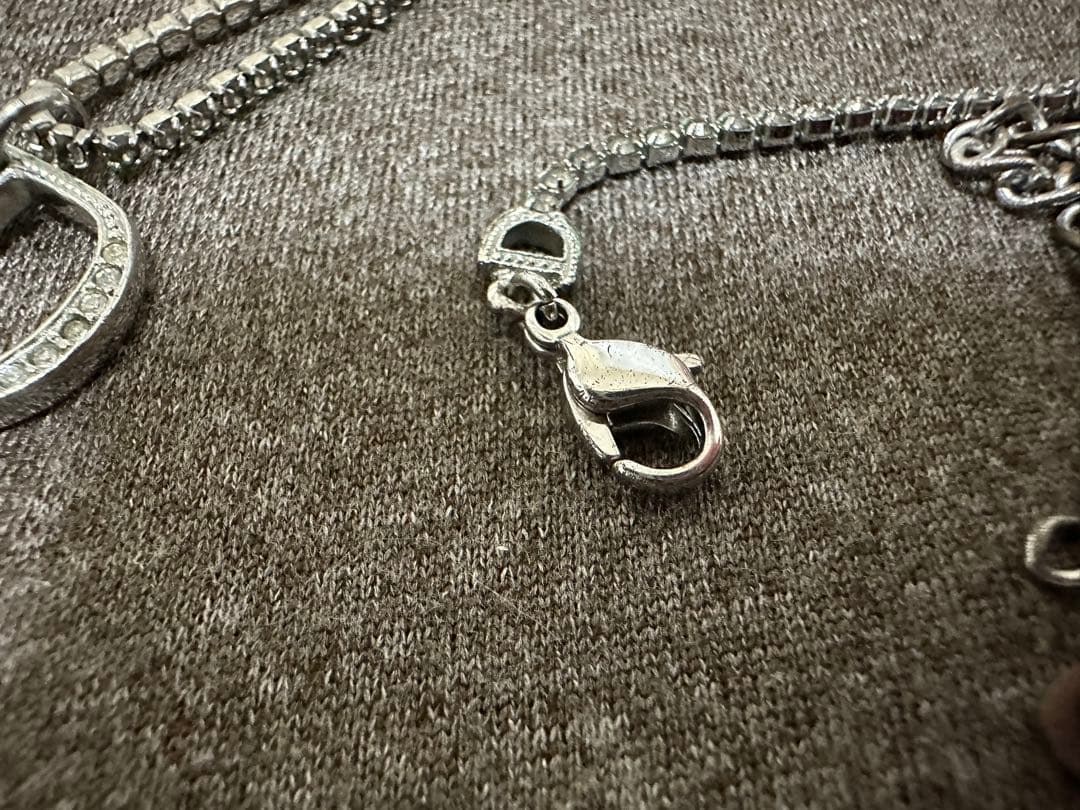 【お値下げ中】Dior ネックレス Dロゴ ラインストーン シルバー 真鍮