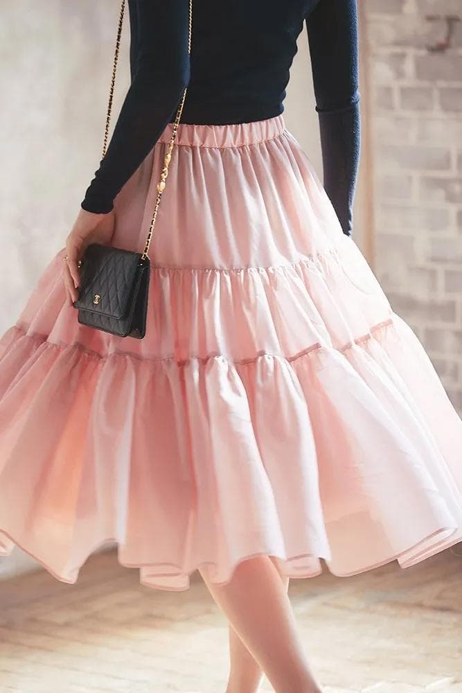 SEVENTEN　シアーティアードスカート(ピンク)XS　新品タグ付き