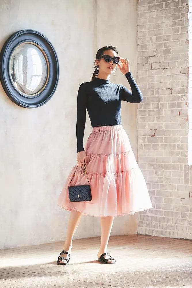 SEVENTEN　シアーティアードスカート(ピンク)XS　新品タグ付き