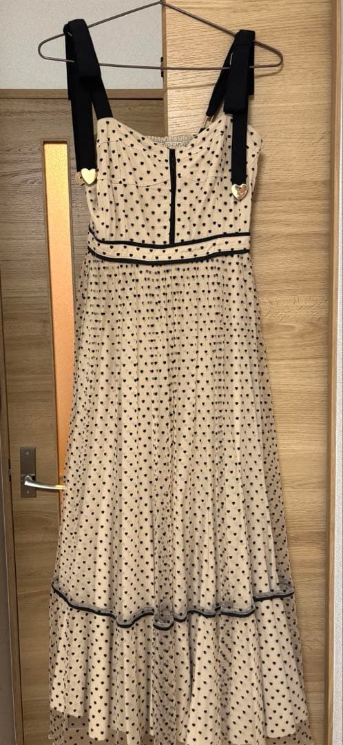 ランダ　ハートチュールロングワンピース 0サイズ ベージュ