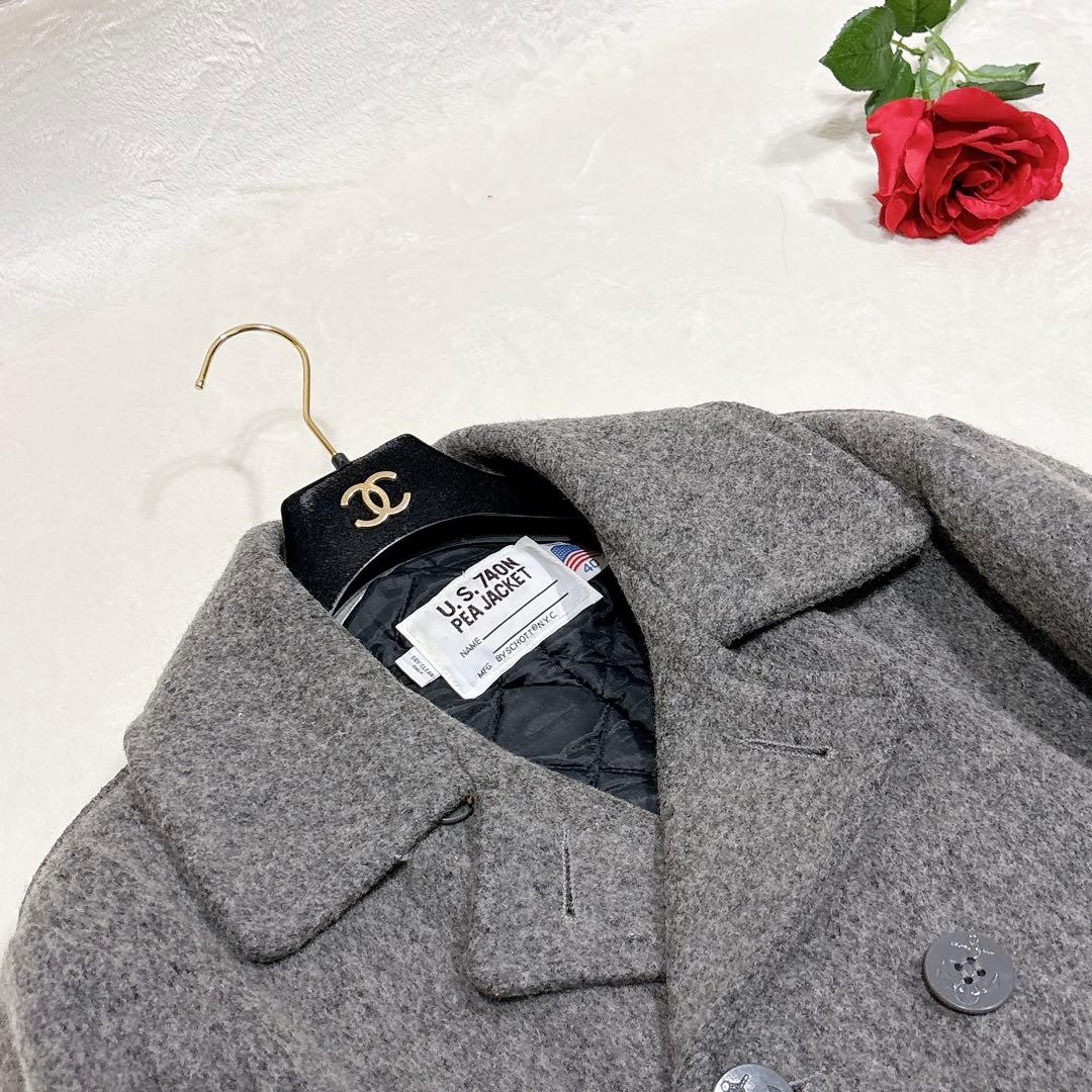 極美品✨　schott ピーコート　pコート　ダブル　ウール　グレー　40