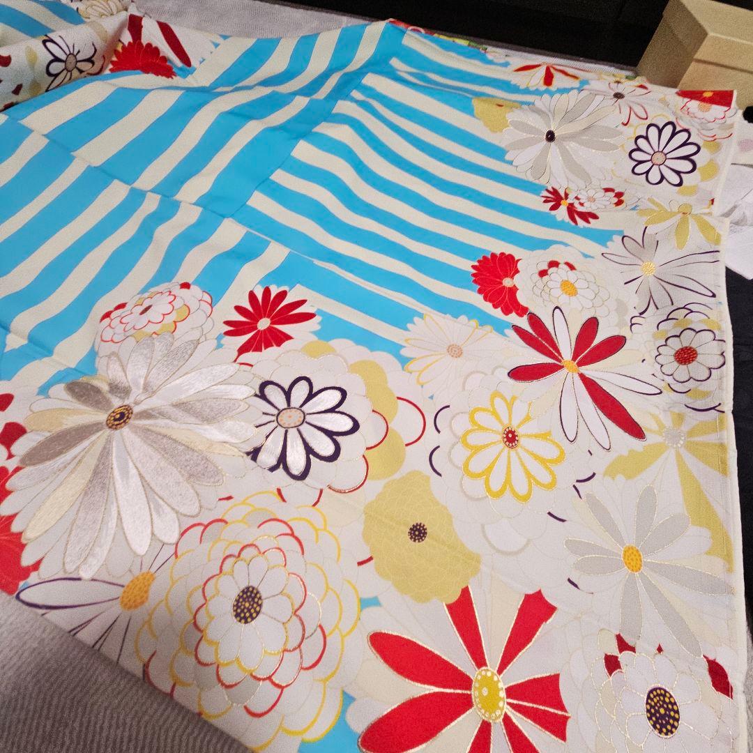 三松ふりふ「mum」水色振り袖　未使用