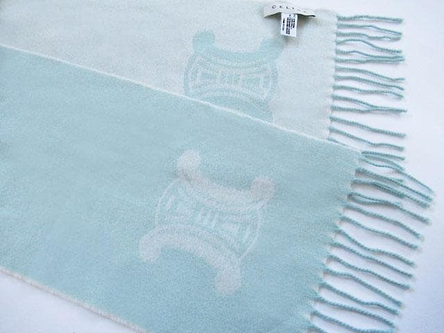 CELINE　セリーヌ　ウール　カシミヤ　サックス　マフラー　トリオンフ