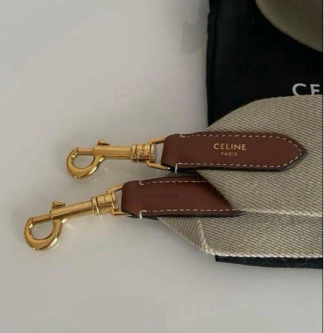 セリーヌ ロゴ ショルダーストラップ キャンバス ベージュ