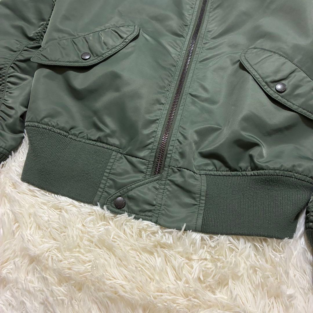 AVIREX フライトジャケット アーチロゴ コマーシャルロゴ L カーキ