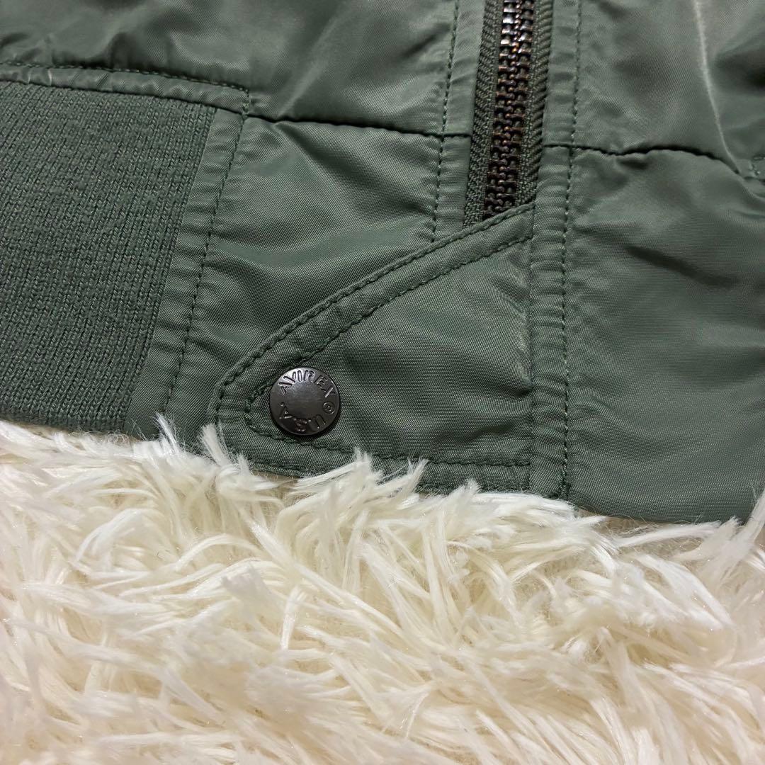 AVIREX フライトジャケット アーチロゴ コマーシャルロゴ L カーキ